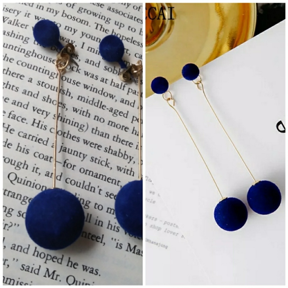 💖 Blue Ball Drop Earrings
